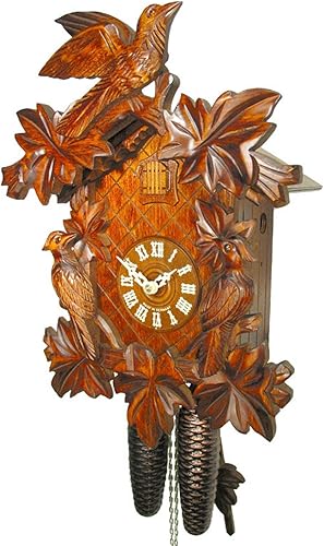 Horloge à coucou original de la Forêt Noire (certifié), 8 jours, mécanique, 7 feuilles, 3 oiseaux. - Nail Gallerys