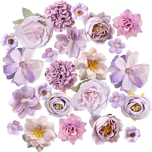 DKDDSSS 24 Pieces Fleurs Artificielles, Têtes de Fleurs, Fausses Fleurs, Fausse Fleur Decoration, Têtes de Fleurs Artificielles, pour DIY Bouquet de Mariage, Composition Florale, Décoration Intérieure - Nail Gallerys