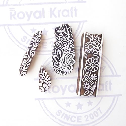 Décoratif Motif Spirale et Healer Hand Bois Impression Blocs (Set de 6) - Nail Gallerys