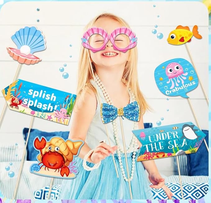 Losuya Lot de 30 accessoires de photomaton sous la mer pour fête d'été avec bâton pour fête d'anniversaire ou fête prénatale - Nail Gallerys