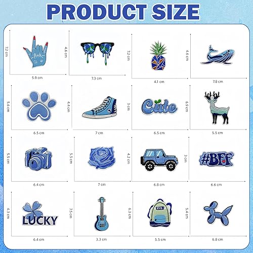 16 Patch Vetement Patchs pour Vêtements Appliques de Bleu écusson Thermocollant à Fleurs Décoratifs à Faire Soi-même pour Vêtements, Sacs et T-shirts - Nail Gallerys
