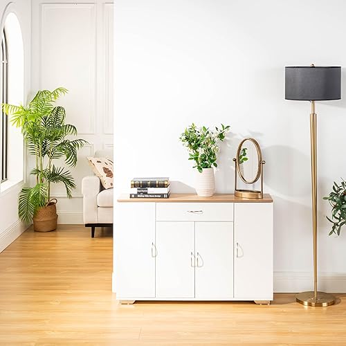 Liink1Ga Armoire à commode, pour chambre à coucher, 110 cm de large, blanche, avec tiroirs et portes, commode et buffet, pour bureau, salon, chambre à coucher, couloir, 110 x 30 x 73 cm - Nail Gallerys