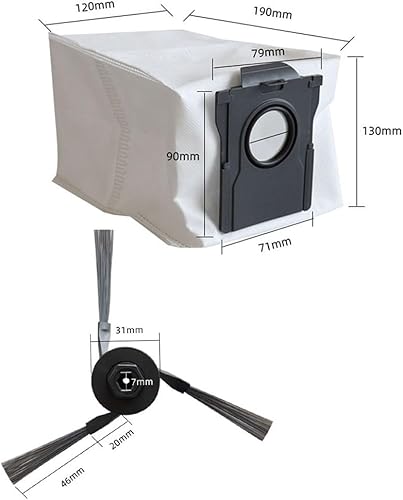 Ensemble de pièces de rechange pour aspirateur robot Mova Z5 / Z5 Pro / Z50 Ultra / Z50 – Comprend 1 chiffon, 2 filtres, 4 sacs à poussière, 4 brosses latérales (A) - Nail Gallerys