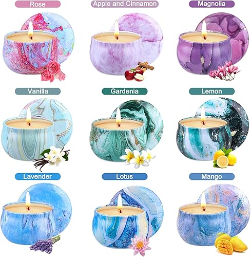 Coffret Bougies Parfumées pour Homme - Cadeau d'Anniversaire, Noël, Fête des Pères - 9OZ Bougie en Cire de Soja en Pot - Nail Gallerys