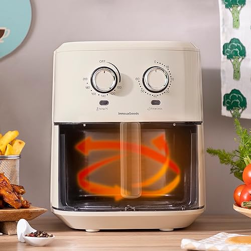 InnovaGoods® air fryer Vintage 6,5L, friteuse sans huile 1700W con +100 ricette in FR friteuse electrique avec fenêtre, panier antiadhésif, minuterie et flux d'air à 360° friteuse pour 4-6 personnes. - Nail Gallerys