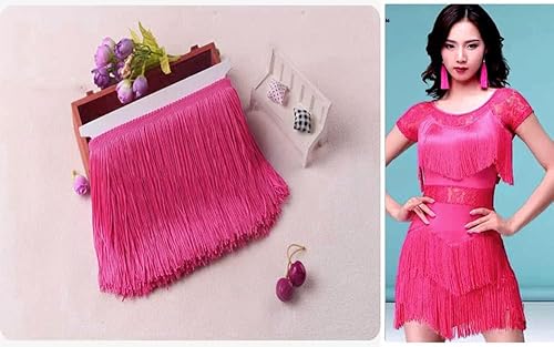 10 cm x 2 m - Bordure Franges - Ruban dcoratif - Frange de Danse - Frange Coupe en Soie - pour la Couture, Le Bricolage, Les vtements, la Lingerie, Les Costumes, Les Rideaux, la dcoration, Rose A - Nail Gallerys