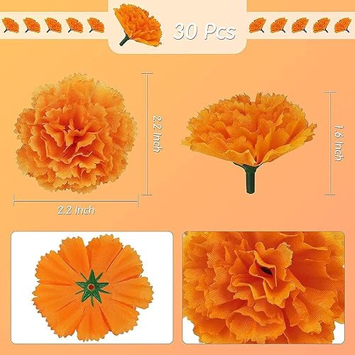 ZHAOCI Lot de 30 fleurs de calendula artificielles en soie - Décoration pour fête de mariage Dia de Los Muertos - Nail Gallerys