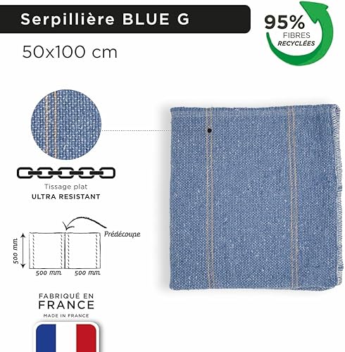 LNT France - Lot de 3 Serpillères L'original Blue G - 50 x 100 cm, Toile de Jean recyclé. Multi usages, Nettoyage de Tous Les sols. Très résistantes. Fabriqué en France. - Nail Gallerys
