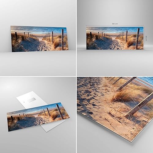 Moderne Impression sur Verre 100x40cm Image Tableau en Verre Decoration Murale mer plage dune Grand Tableaux Decoratifs Muraux Chambre Cuisine Panoramique Deco Cadre Salon Art Wall GAB100x40-3612 - Nail Gallerys
