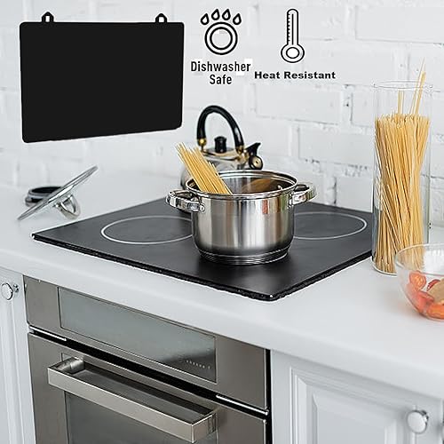 61 x 53 cm Tapis de Protection pour Cuisinière à Induction, Grand Tapis de Protection Couvercle de Cuisinière, Silicone Tapis pour Plaque à Induction avec Crochet - Nail Gallerys