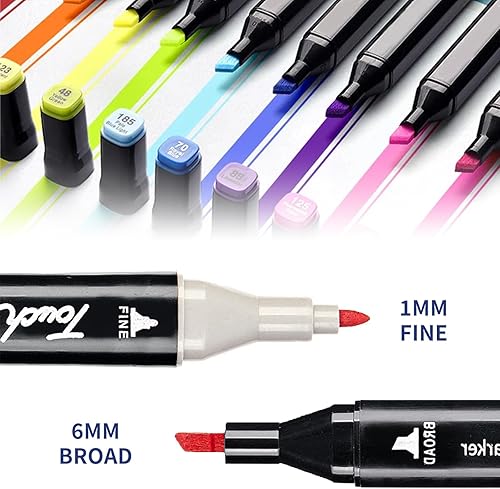 CarPlusStudio Lot de 48 feutres de couleur, marqueurs à alcool, double pointe pour artistes, dessin, croquis, soulignage, illustration, peinture - Nail Gallerys