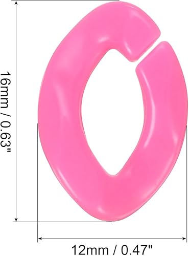 QUARKZMAN 200pcs Acrylique Chaîne Lien Anneaux, Lien Connecteurs Ouvert Lien Anneaux, Plastique C-Agrafe crochet pour DIY Porte-monnaie Lunettes Bijoux Fabrication Chaîne, Foncé Rose - Nail Gallerys