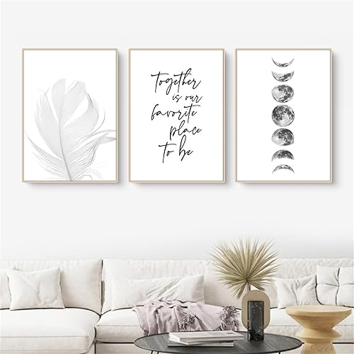 EXQULEG Lot de 3 posters de qualité supérieure - En toile de plumes noires et blanches - Décoration murale pour salon, chambre à coucher, sans cadre (21 x 30 cm) - Nail Gallerys