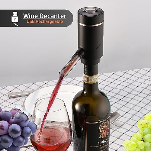Nouveau verseur à vin de mise à niveau, aérateur de vin électrique, carafe à vin One Touch avec base de support, aérateur de vin intelligent et distributeur avec USB rechargeable - Nail Gallerys