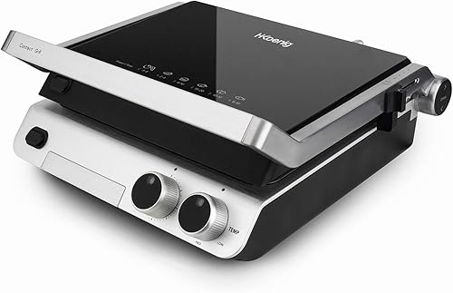 H.Koenig Contact Grill Plancha Electrique de table GR70 Inox 2000W Ouverture 180° Professionnel, Plaques amovibles compatibles lave vaisselle, Multifonction Barbecue, Panini, Viandes, Sandwichs - Nail Gallerys
