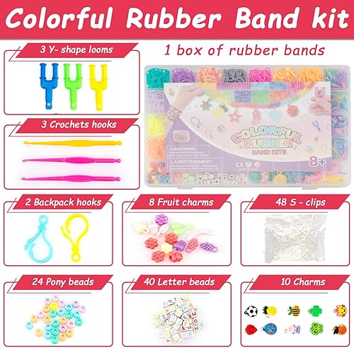 Leismy 2500+ Elastique Bracelet Kit, 40 Grilles Bricolage Élastique Loom Bands Kit, avec Pendentifs,Clips,Perles, avec Boîte de Rangement pour garçons et filles - Nail Gallerys