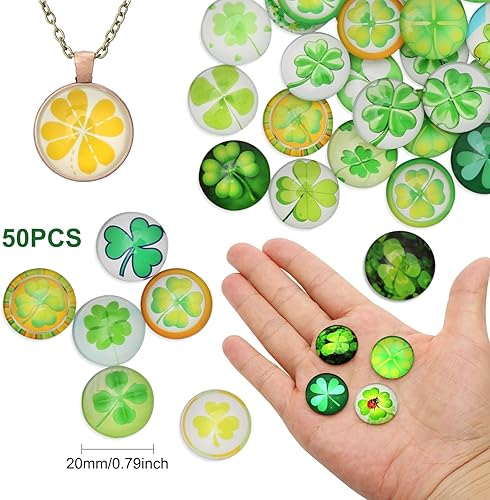 50 Pièces Cabochons en Verre pour Decoration 20mm, Mosaïque en Verre Rond avec Motifs Colorés, Pépites de Verre Assorties pour Bijoux, Décoration - Nail Gallerys