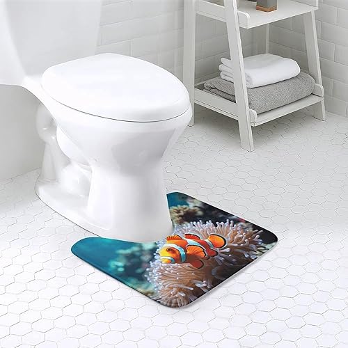 DWTJKMS Tapis de bain en forme de poisson clown - Tapis de salle de bain à séchage rapide absorbant et résistant aux taches - Tapis de toilette antidérapant pour base de toilette ovale - Nail Gallerys