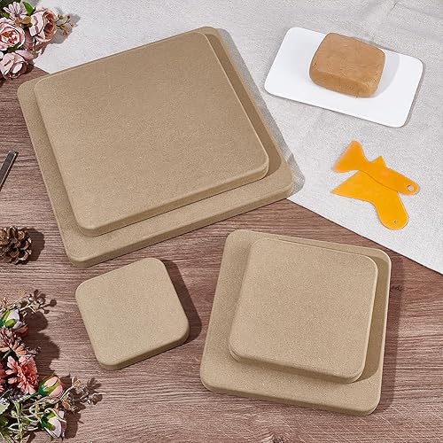 UNICRAFTALE 5Pcs 5 Styles Moules de Poterie Carrés 11-30cm Planche de Séchage en Bois et Céramique Outils de Fabrication de Céramique Presse à Poterie Outils pour la Fabrication Artisanale de Plats - Nail Gallerys