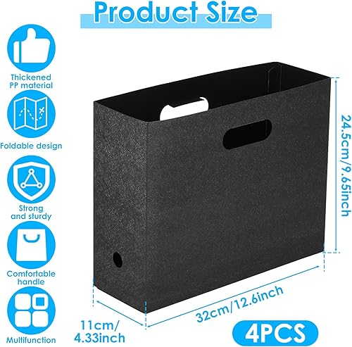 Lot de 4 organiseurs de rangement en plastique pour scrapbooking, magazines, fichiers, documents avec poignée, multi-usages, pour documents, livres, journaux, scrapbooking, 32 x 11 x 24,5 cm (blanc) - Nail Gallerys