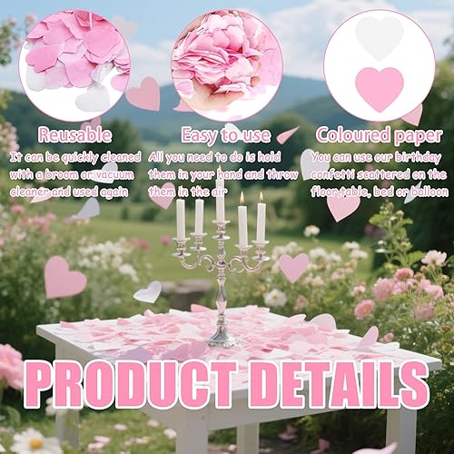 15000 Pièces Confettis Biodegradables,Confetti en Forme de Cœur,Décoration mariage Anniversaire,décoration de Table,Confettis Mariage pour le Mariage,la Saint-Valentin,Noël - Nail Gallerys