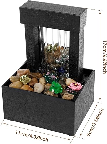 Foppla Fontaine de table avec lumière pour intérieur et bureau - Fonctionne avec piles et USB - Mini fontaine à eau - Décoration sonore - Fontaine de relaxation pour bureau et maison - Nail Gallerys