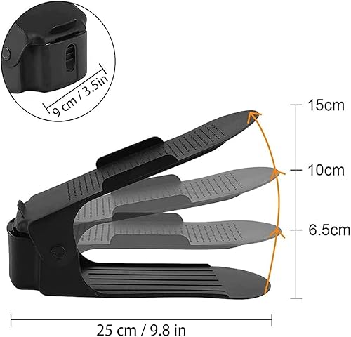 10 empileurs Chaussures, Supports à Chaussures réglables 3 hauteurs pour Chaussures, économiseur d'espace, Organisateur Chaussures à Double Pont pour Organisation Placard 25x9cm - Nail Gallerys