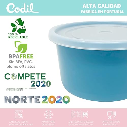 Codil - Ensemble de récipients en plastique de qualité alimentaire, ronds, réutilisables sans BPA, avec couvercle, pour lave-vaisselle micro-ondes et congélateur, (rose vert et bleu, 12 x 0,3 l) - Nail Gallerys