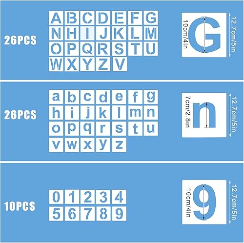 62pcs Alphabets Numéro Pochoirs, 10cm Lavable Plastique Réutilisable Pochoir de Lettres, Pochoir Chiffre, Pochoir d'Artisanat de Lettre pour Le Dessin d'Art, l'Écriture de Bricolage - Nail Gallerys