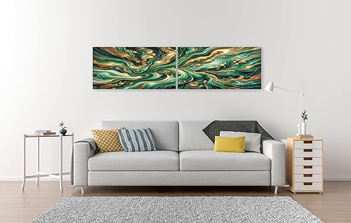 islandburner Prime Image sur toile abstraite tourbillons vert et or 47 images murales poster - Nail Gallerys
