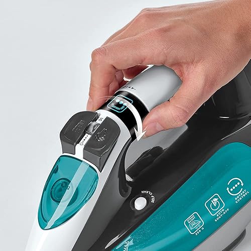 Polti Vaporella Quick&Slide QS220, Fer à Vapeur, Sélecteur de Température Rotatif, Affichage Digital, Puissance 2400 W, Réservoir 350 ml, Débit Vapeur 250 g, Blanc, Bleu Clair et Gris - Nail Gallerys