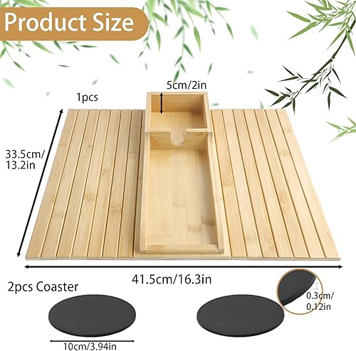 Jiayaus Plateau d'accoudoir de canapé, plateau d'accoudoir en bois de bambou avec support pour tasse, antidérapant, pliable, plateau de table pour boissons, collations, télécommande, téléphone et - Nail Gallerys
