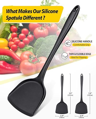 Lot de 2 spatules en silicone solides, spatules de cuisine fendues antiadhésives, ustensiles de cuisine idéaux pour le poisson, les œufs, les crêpes - Nail Gallerys