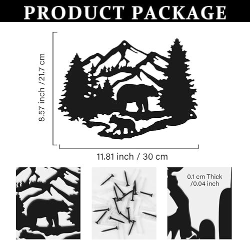 SUPERDANT Décoration Murale en Métal Représentant un Ours une Forêt des Montagnes des Arbres une Décoration Rustique pour la Maison un Salon une Ferme des Animaux de la Forêt des Sculptures - Nail Gallerys