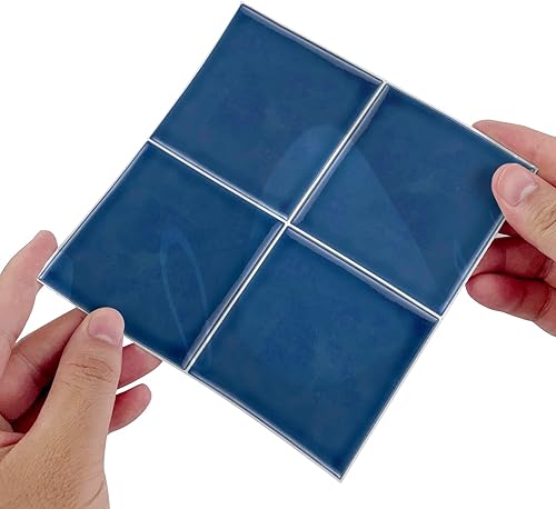Alwayspon Lot de 10 autocollants muraux de transfert en vinyle épais, imperméables - Pour cuisine et salle de bain - Effet mosaïque, Bleu, 15 x15 cm - Nail Gallerys