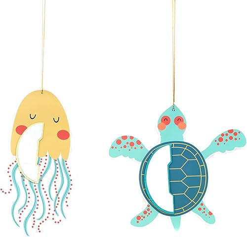 ANCLLO Lot de 6 décorations de fête d'anniversaire en nid d'abeille sur le thème de l'océan pour enfant - Nail Gallerys