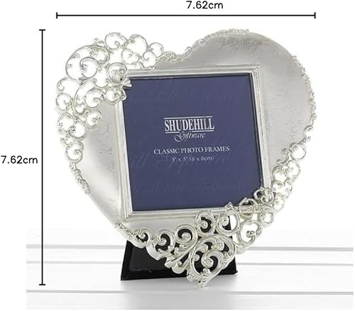 Gifts and More Gifts Cadre Photo argenté en Forme de cœur en Dentelle 20233 - Cadeau de Saint-Valentin, d'anniversaire - 12,7 x 12,7 cm - Nail Gallerys