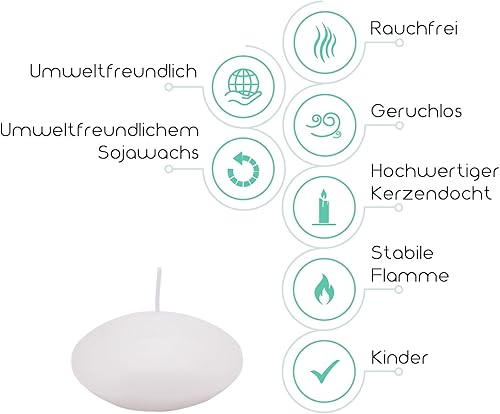 Bolosa Lot de 25 bougies flottantes, blanches, flottantes, étanches, 38 x 20 mm, bougies flottantes, grandes, bougies chauffe-plat, durée de combustion de 30 à 60 minutes - Nail Gallerys