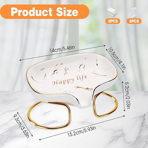 CAUTIOUS Porte-Savon Céramique Porte-Savon avec Drainage Support Ceramique avec Drain Séparé Auto Drainant Antidérapant pour Salle de Bain Lavabo Cuisine (Blanc) - Nail Gallerys