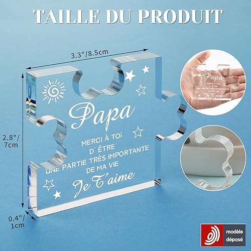 Welsky Cadeau Fete des Peres, Cadeau Papa Acrylique Plaque, Cadeaux de Fête des Pères Anniversaire Noel Retraité Merci, Original Cadeaux, Idee Acrylique Décoration - Nail Gallerys