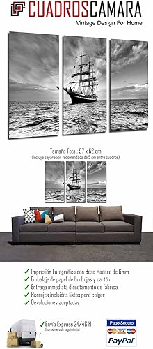 Cuadros Camara Tableau Moderne Photographique, Impression sur Bois, Voilier sur la mer, Bateau, 97 x 62 cm, ref. 26709 - Nail Gallerys