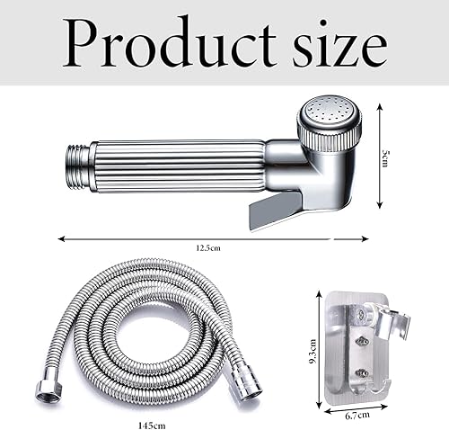 Douchette Toilette WC en Acier Inoxydable, Kit Douchette WC avec Tuyau, Jet Toilette WC pour Toilettes, Bidet et Salle de Bains, Douchette WC Set, Silver Douchette WC Kit Complet, 150cm - Nail Gallerys