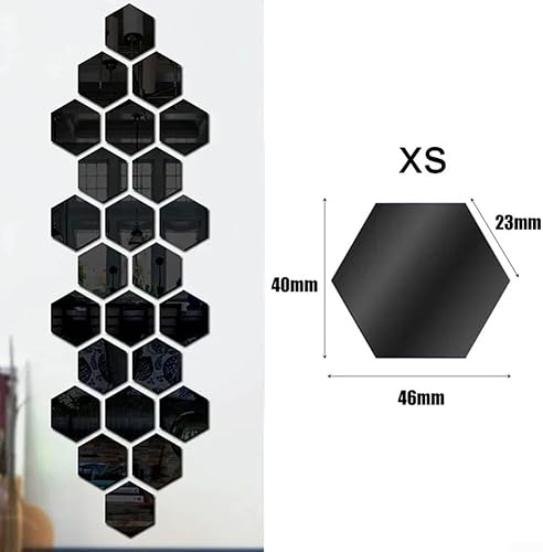 Lot de 24 autocollants muraux miroir en acrylique hexagonaux dorés pour décoration de la maison et idées d'artisanat (XS 24 pièces, rouge) - Nail Gallerys