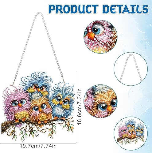 DOMROM Kit de peinture diamant à suspendre - Oiseaux - Forme spéciale - Strass - Kit de pendentif pour adultes et débutants - Décoration de jardin - Nail Gallerys