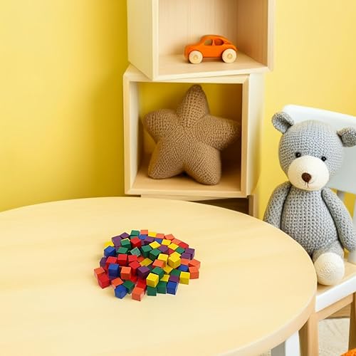 VILLCASE 100 Pièces Cubes en Bois de Couleur de 1 cm, Blocs De Construction DIY Pour Enfants Et Adultes, Puzzle Cube en Bois, Développement Créatif Et Coordination - Nail Gallerys