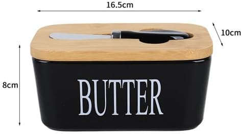 Beurrier en Céramique Avec Couvercle en Bois et Couteau en Acier Inoxydable, Grand Récipient à Beurre Multifonctionnel Avec Double Joints en Silicone Pour Beurre, Noix, Fromage (blanc) - Nail Gallerys