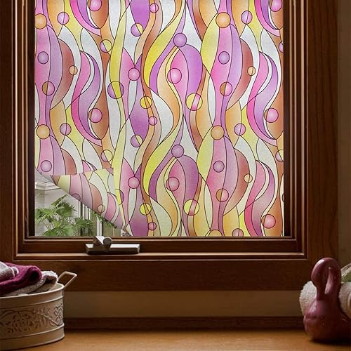 JOLIHOME Film D'intimité pour Fenêtre Autocollant pour Fenêtre en Verre Teinté Film Vinyle Dépoli sans Colle Rouleaux D'adhésif Statique pour la Douche Salle de Bain Orchidées Colorées 44.5x200cm - Nail Gallerys