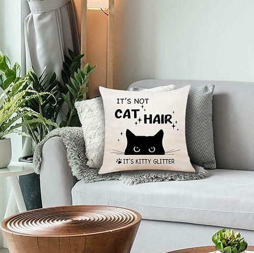 JIMOWANG Housse de coussin carrée moderne chat noir housse de coussin décoration pour canapé, lit, chaise voiture 45,7 x 45,7 cm - Nail Gallerys