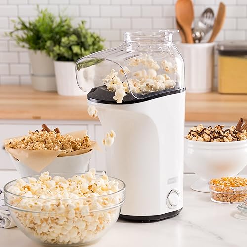 Dash Popcorn machine : Air Chaud à popcorn + Popcorn Maker avec tasse à mesurer pour mesurer Popcorn Kernels + Melt Beurre Measuring Cup to Measure Popcorn Kernels + Melt Butter blanc - Nail Gallerys