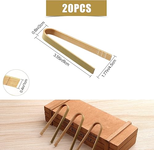 20 Pièces 9cm Pinces en Bambou Ustensiles de Cuisine Pinces à Pain Pinces à Pain pour les Fruits le Thé Pain Grillé la Cuisine - Nail Gallerys